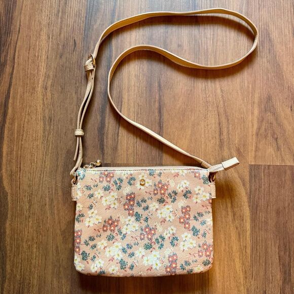 LC Lauren Conrad Handbags - LC Lauren Conrad Women's Tan/Pink Floral Bag